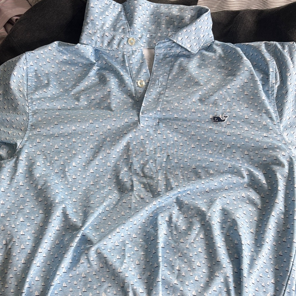 Vineyard Vines Light Blue Patterned Polo Shirt
